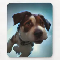 Puppy Running in Space Mouse Pad