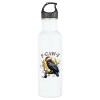 Funny Crow F-Caw-F Bird Gothic Christmas Santa Hat Stainless Steel Water Bottle
