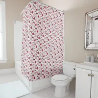 Red and Pink Hearts and Roses Doodle Art Shower Curtain