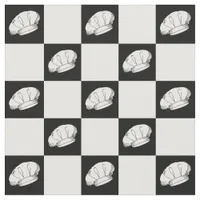 Black White Checker Pattern Chef Uniform Fabric