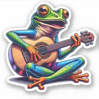 Cute Frog Playing a Guitar Sticker