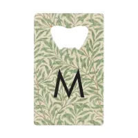 Willow Bough Pattern William Morris Retro Monogram Credit Card Bottle Opener