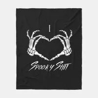 Spooky Classic - Skeleton Hands Heart Fleece Blanket