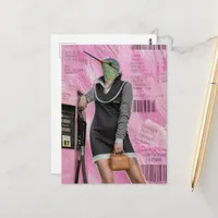 Surreal Gas Station Fashions Hummingbird Collage Postcard