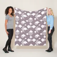 Lavender Grey and White Manta Ray and Stingray Fleece Blanket