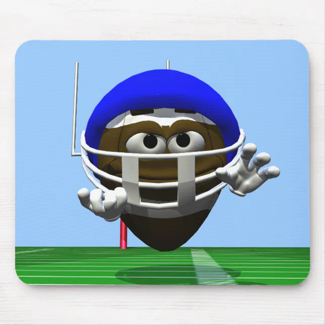 Funny Cartoon Football in a Helmet Mouse Pad