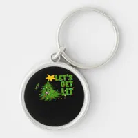Let's Get Lit Tipsy Christmas Tree Funny Essential Keychain