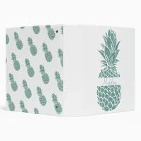 Girly Trendy Teal Glitter Pineapple Name 3 Ring Binder