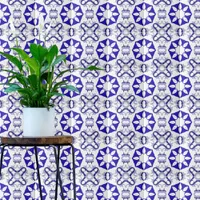 Elegant White And Blue Mediterranean Portuguese  Ceramic Tile