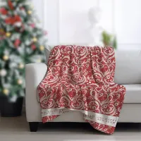 Red Abstract Snowflake Pattern#10 ID1009 Fleece Blanket