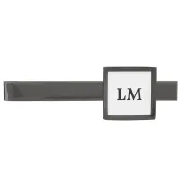 Personalize Monogram Name Quote Square Gunmetal Finish Tie Bar