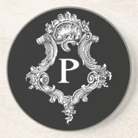 P Monogram Initial Sandstone Coaster