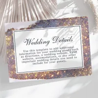 Iridescent Purple Gold Glitter Wedding Details Enclosure Card