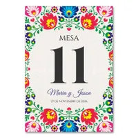 Fiesta Colorful Floral Botanical Spanish Wedding Table Number