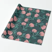 Teal and Pink Floral Wrapping Paper
