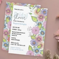 Romantic Bohemian Blossoming Flowers Bridal Shower Invitation