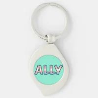 Trans Ally Hollow Letter | Mint Background  Keychain