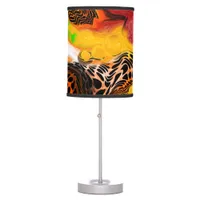 Autumn Colors Abstract Pour Painting    Table Lamp