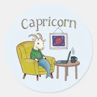 Capricorn star sign Sea Goat zodiac star Classic Round Sticker