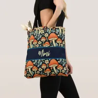 Retro Mushrooms Vintage Flowers Personalized Tote Bag