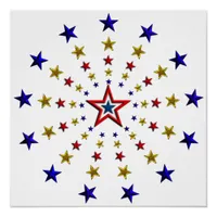 Pattern of Patriotic Stars 20x20 Poster