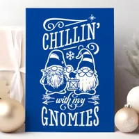 Navy Chillin With My Gnomies Christmas Gnome Holiday Card