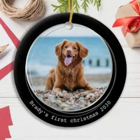 Simple Pet Photo Personalized Dog Lover Christmas Ceramic Ornament
