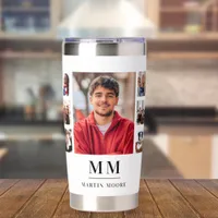 Photo collage monogram name guy insulated tumbler