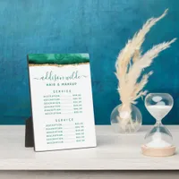 Emerald Green And Gold Watercolor Price Menu Plaque