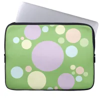 Pastel circles on a green background | laptop sleeve