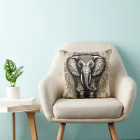 Majestic Elephant Mandala Throw Pillow