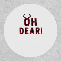Funny Attitude Oh Dear Plaid Deer Creative Design  Patch