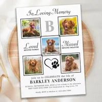 Elegant Celebration Of Life 5 Photos Pet Memorial Invitation