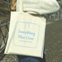 Something Blue Crew Elegant Bow Custom Name  Tote Bag