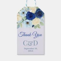Navy Royal Bue Wedding Watercolor Ivory Flowers Gift Tags