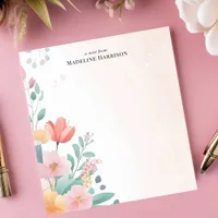 Elegant Pastel Floral Bouquet Personalized Name Notepad