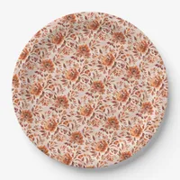Abstract Floral Watercolor Pattern Autumn Colors Paper Plates