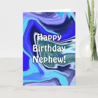 Happy Birthday Nephew | Blue and White Marble Card