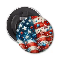 Red, White and Blue Patriotic US Flag Abstract Bottle Opener