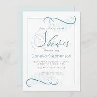 Shower Modern Foliage Smokey Blue Invitation