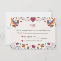 Fiesta Colorful Flowers Botanical Spanish Wedding RSVP Card