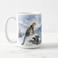 A Snow Leopard on Snowy Peak Coffee Mug