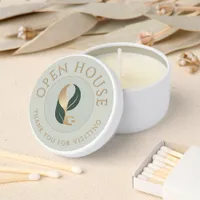 Elegant Sage & Gold Open House Thanks Welcome Gift Mini Candle Favors