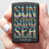 Sun Sand Sea Striped Design Zippo Lighter