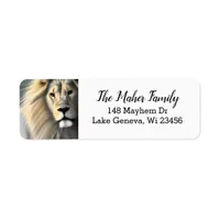 White Majestic Lion Ethereal Art  Label