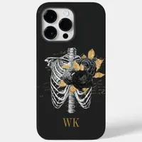 Vintage Gothic Black and Gold Floral Skeleton Case-Mate iPhone 14 Pro Max Case