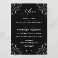 Elegant Black and White Classic Vintage Wedding Menu