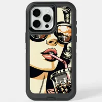 Pop Art Comic Book Pretty Woman Drinking Soda iPhone 15 Pro Max Case