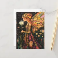Surreal Beautiful Colorful Dandelion Fairy Postcard