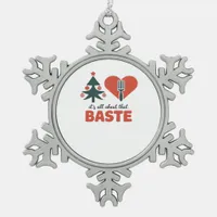 All About That Baste Christmas Classic Retro Look Snowflake Pewter Christmas Ornament